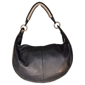 Berge Shoulder Bag Black Leather Made in Italy